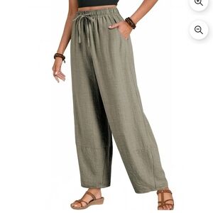Casual Olive Wide-Leg Pants